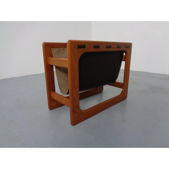 Mid-Century Modern Teak & Suede Magazine Rack from Aksel Kjersgaard for Salin Mobler, Denmark, 1960s by Aksel Kjersgaard For Sale - Image 3 of 11