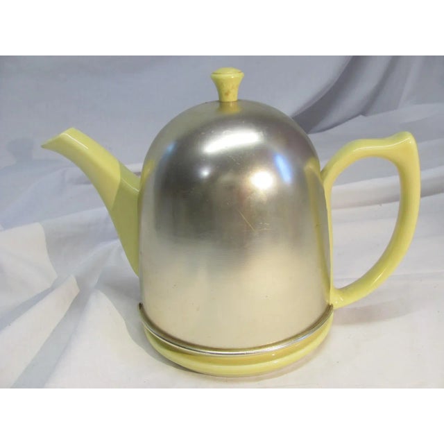 1940s Mid-Century Modern Hall China Pottery Yellow Teapot and Aluminum Cozy For Sale - Image 12 of 12