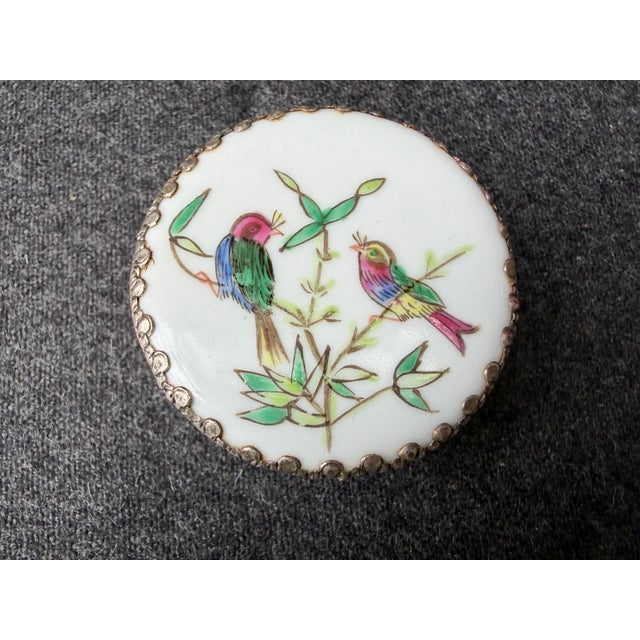 1970s Vintage Chinese Round Porcelain Shard Ring Trinket Box For Sale - Image 5 of 12
