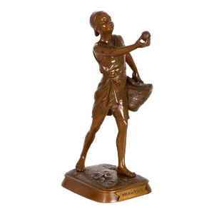 French Orientalist Bronze Sculpture of Tunisian Fruit Seller by Marcel Debut