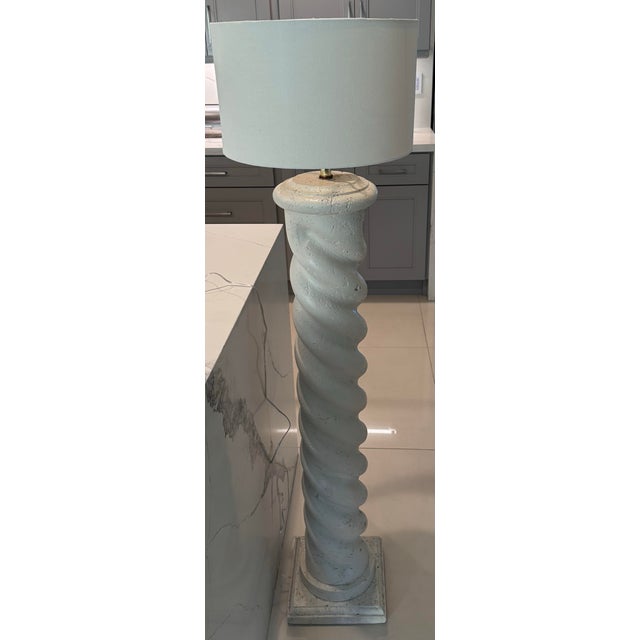 1980s Vintage Plaster Swirl Floor Lamp Ala Michael Taylor For Sale - Image 5 of 9