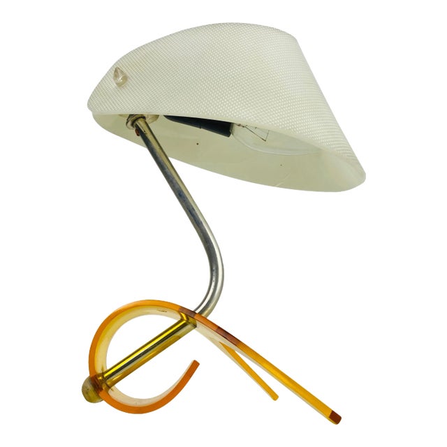 Extraordinary White and Orange Perspex Table Lamp, 1970s For Sale