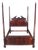 Late 20th Century Attributed to Thomasville Georgian Flame Mahogany Queen 4 Post Open Pediment Fretwork Bed For Sale