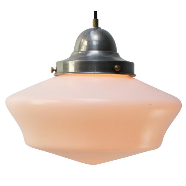 Semi mat opaline glass pendant Metal with brass top. 2 meter black flex E27/E26 Up to 250V (Europe/UK Standard).The wiring...