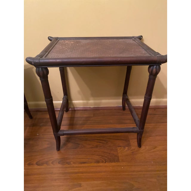 1980s Set of 3 Pagoda Style Bamboo Nesting Tables For Sale - Image 9 of 10