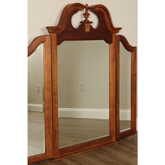 Chippendale American Drew Georgian Style Tri-Fold Cherry Mirror For Sale - Image 3 of 12