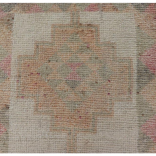 Textile Vintage Turkish Tulu Runner With Soft Pastel & Geometric Patterns 2'10 X 9'6 For Sale - Image 7 of 10
