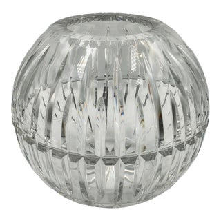 Mid-Century Modern Italian Cut Crystal Spherical Vase, 1960s For Sale