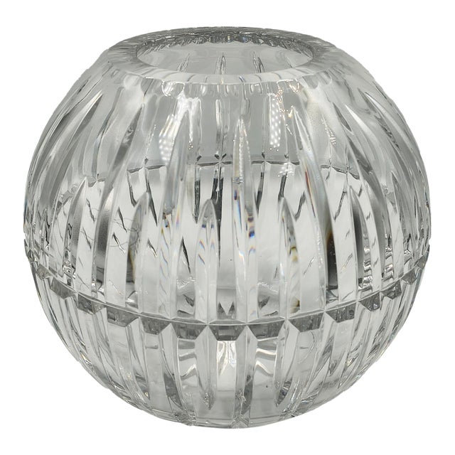 Mid-Century Modern Italian Cut Crystal Spherical Vase, 1960s For Sale