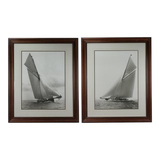 Pair of Beken of Cowes the Art of Sailing Yacht Photographic Prints Signed Framed For Sale