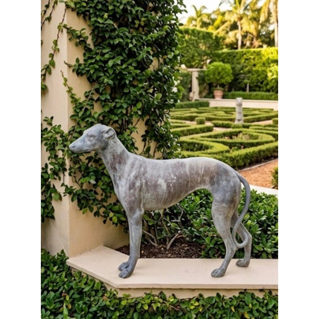 Vintage Cast Lead Greyhound / Whippet Garden Statue For Sale - Image 10 of 12