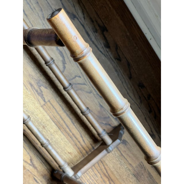 1960s Vintage Faux Bamboo Wood Blanket Rack / Quilt Stand – Hollywood Regency Coastal Style For Sale - Image 5 of 11