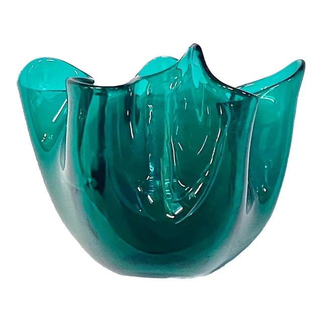 Venini Green Murano Glass Vase For Sale