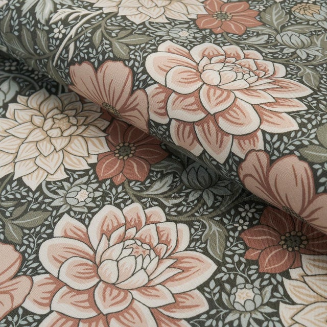 Borastapeter Boråstapeter Dahlia Garden Fabric In Green For Sale - Image 4 of 5