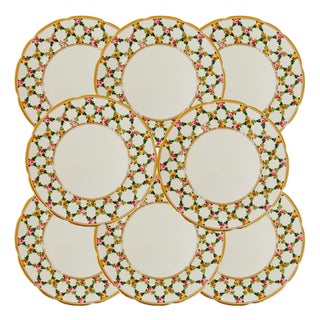 Antique Saxe German Porcelain Plates Imported by Leopold p.h. Fisher, Set of 8 For Sale