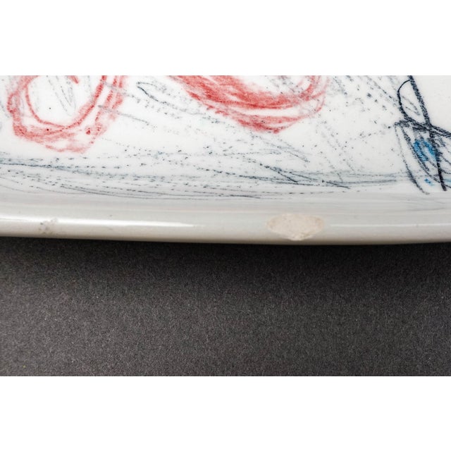 Mid 20th Century Milvia Quadrifoglio Italy Vintage Hand Painted Pottery Platter Plate 10.75" For Sale In Miami - Image 6 of 7
