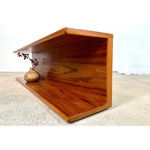 Brown Minimalist Teakwood Wall Shelf, Germany, 1960s For Sale - Image 8 of 15