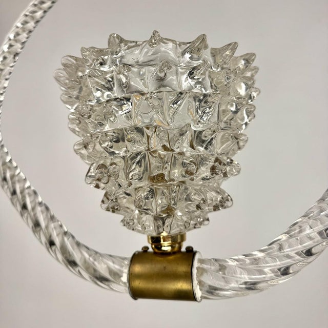 Metal Rostrato Murano Glass Pendant Lamp, Italy, 1940s For Sale - Image 7 of 12