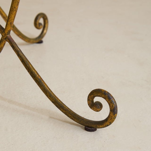 French Gilt Iron Cocktail Table with Églomisé Glass Top, 1940s For Sale - Image 11 of 11