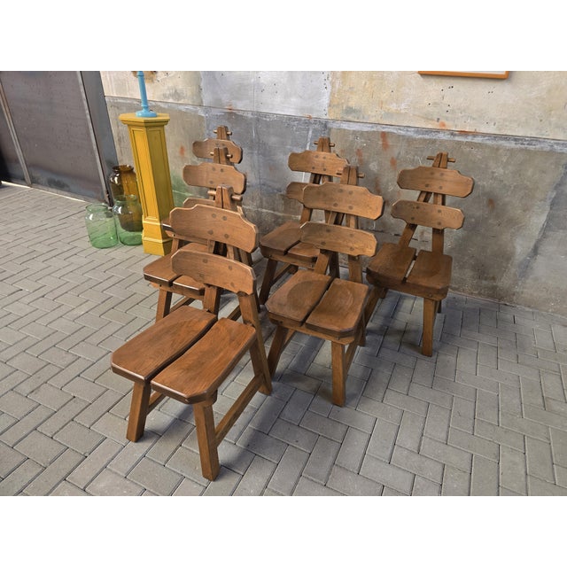 1980s Brutalist Oak Rembrandt Chairs, 1970s, Set of 6 For Sale - Image 5 of 18