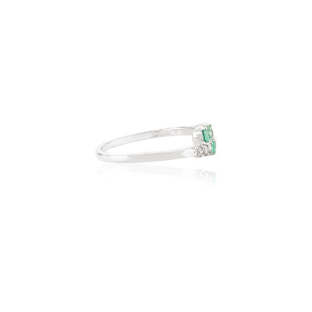 Not Yet Made - Made To Order Modern Emerald Diamond Wedding Ring Size 7 in 14k White Gold For Sale - Image 5 of 12