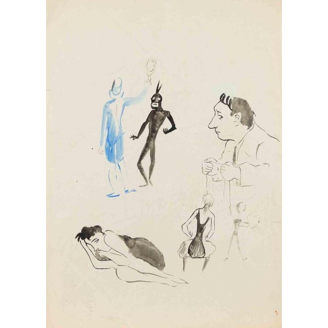 Watercolor on paper. Hand signed in the lower right. Another drawing on rear. Very good condition. This piece is...