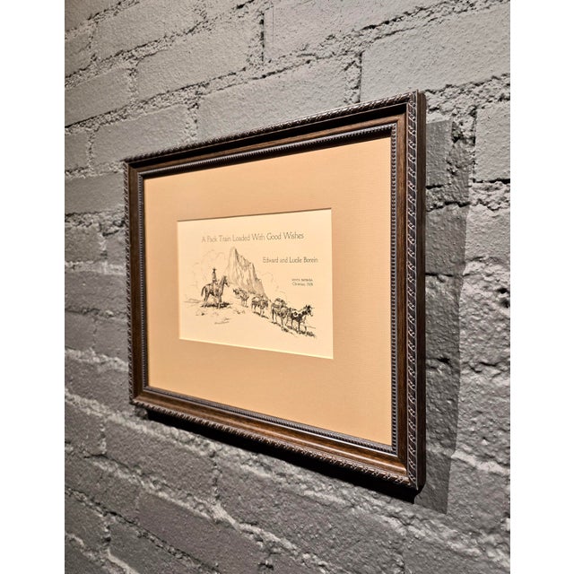 Paper Edward Borein 1928 Original Western Holiday Card Etching For Sale - Image 7 of 9