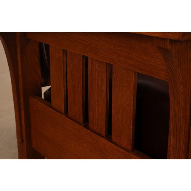 Stickley Mission Collection Pair Of Oak & Leather Bow Arm Morris Chairs For Sale - Image 13 of 18