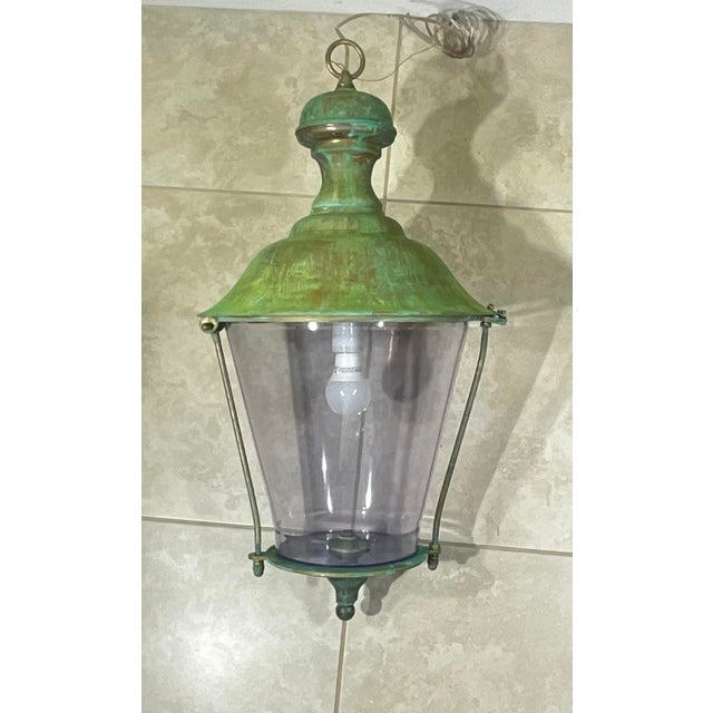 Solid Brass Hanging Lantern - 28” H X 15” W For Sale - Image 10 of 17