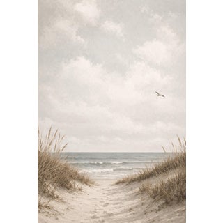 Coastal Sand Dunes Path, Minimalist Beach Wall Art Print, 24″ × 36″ For Sale