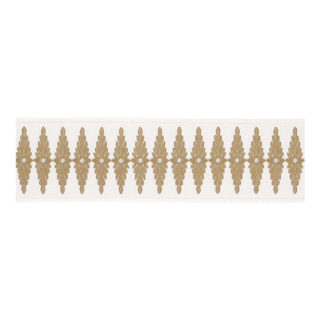 Schumacher Genevieve Embroidered Tape Trim in Neutral For Sale