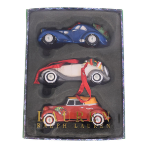 Box Set X 3 Ralph Lauren Ceramic Classic Roadsters Christmas Ornaments (New W/ Tartan Box)
