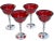 Art Deco Vintage Red-Patterned & Silver Stemmed Glasses - Set of 4 For Sale - Image 3 of 10