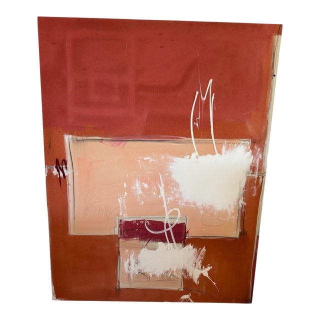 1980s Large-Scale Contemporary Abstract Painting, Warm Terracotta & Neutral Tones, 46” X 60” by Jack Compton For Sale