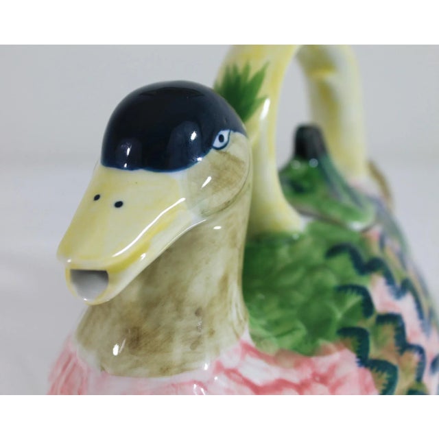 Green Vintage Colorful Ceramic Duck Figure Tea Pot For Sale - Image 8 of 10