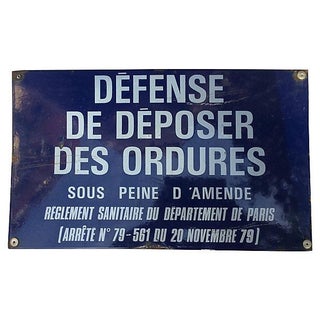 French Enameled Street Sign For Sale