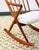 1960s Mid Century Danish Modern Rocking Chair Attributed to Benny Linden Teak Floating White Wool MCM For Sale - Image 9 of 12