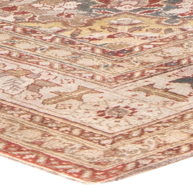Early 20th Century Persian Tabriz Yellow, Red, Blue and White Handwoven Wool Rug For Sale - Image 4 of 4