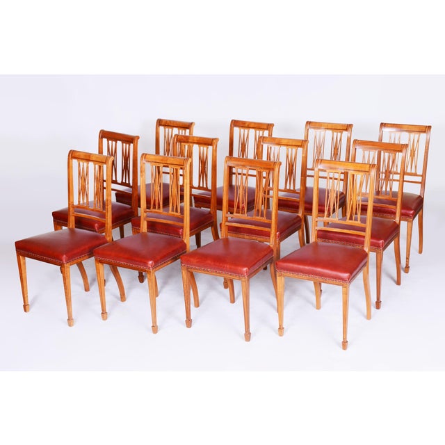 19th Century British Satin Wood Dining Room Set with 12 Chairs from Maple & Co., Set of 15 For Sale - Image 10 of 18