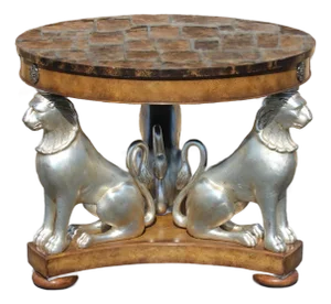 Maitland-Smith Silver Gilt Lion Table With a Faux Tortoiseshell Top