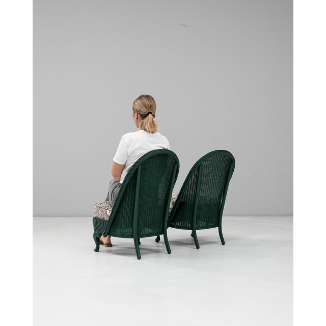 20th Century French Lloyd Loom Chairs With Upholstered Seats - A Pair For Sale In Greensboro - Image 6 of 18