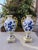 Bavarian Amphora Shaped Vases in White & Gold Porcelain with Handmade Blue Floral Decorations & Golden Swan Neck-Shaped Handles, Set of 2 For Sale - Image 12 of 18