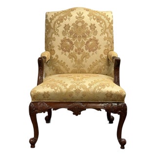 Statesville Chair Company Carved Georgian Upholstered Chair For Sale