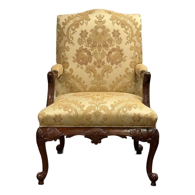 Statesville Chair Company Carved Georgian Upholstered Chair For Sale