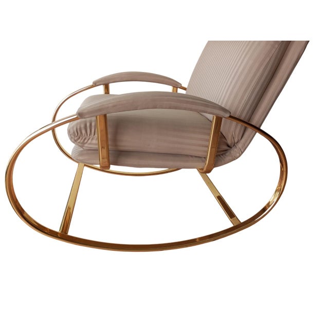 Rocking Chair in Brass and Fabric by Guido Faleschini, 1970s For Sale - Image 6 of 15