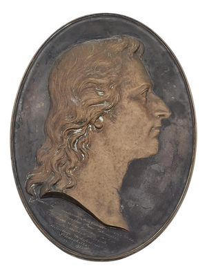 Vintage German Portrait Bas-Relief in Dark Brown Bronze, 1933