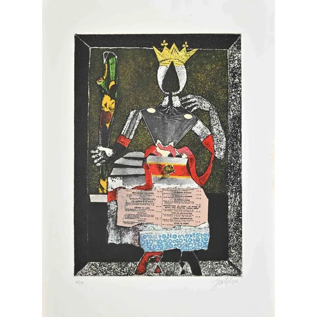 Modern Franco Gentilini, Queen of Sticks, Etching, 1970s For Sale - Image 3 of 3