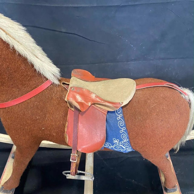 Mid 19th Century Folk Art British 19th Century Rocking Horse With Glass Eyes For Sale - Image 5 of 13