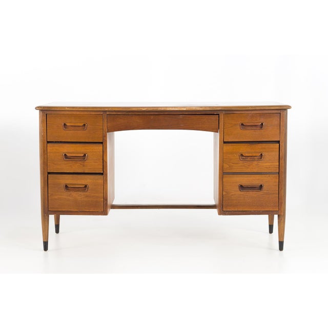 Lane Acclaim Mid Century 2 Sided Walnut 7 Drawer Executive Desk Chairish