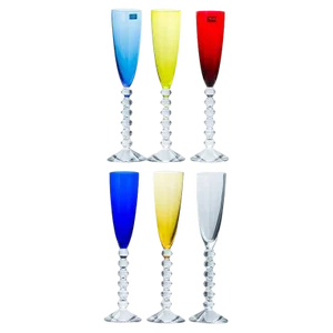 Vintage French Baccarat Flute Crystal Glasses, 1960, Set of 6